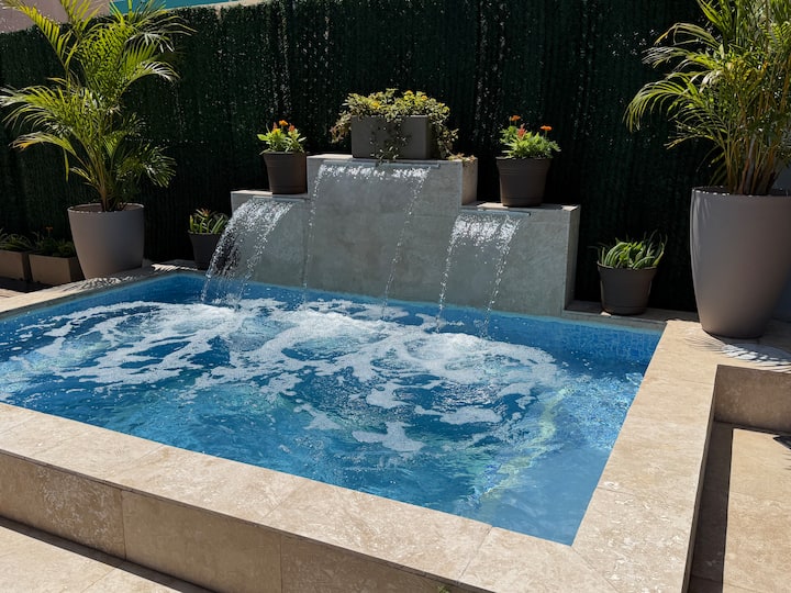 Private pool with cascade waterfall feature