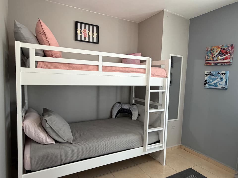 Bunk room with twin beds