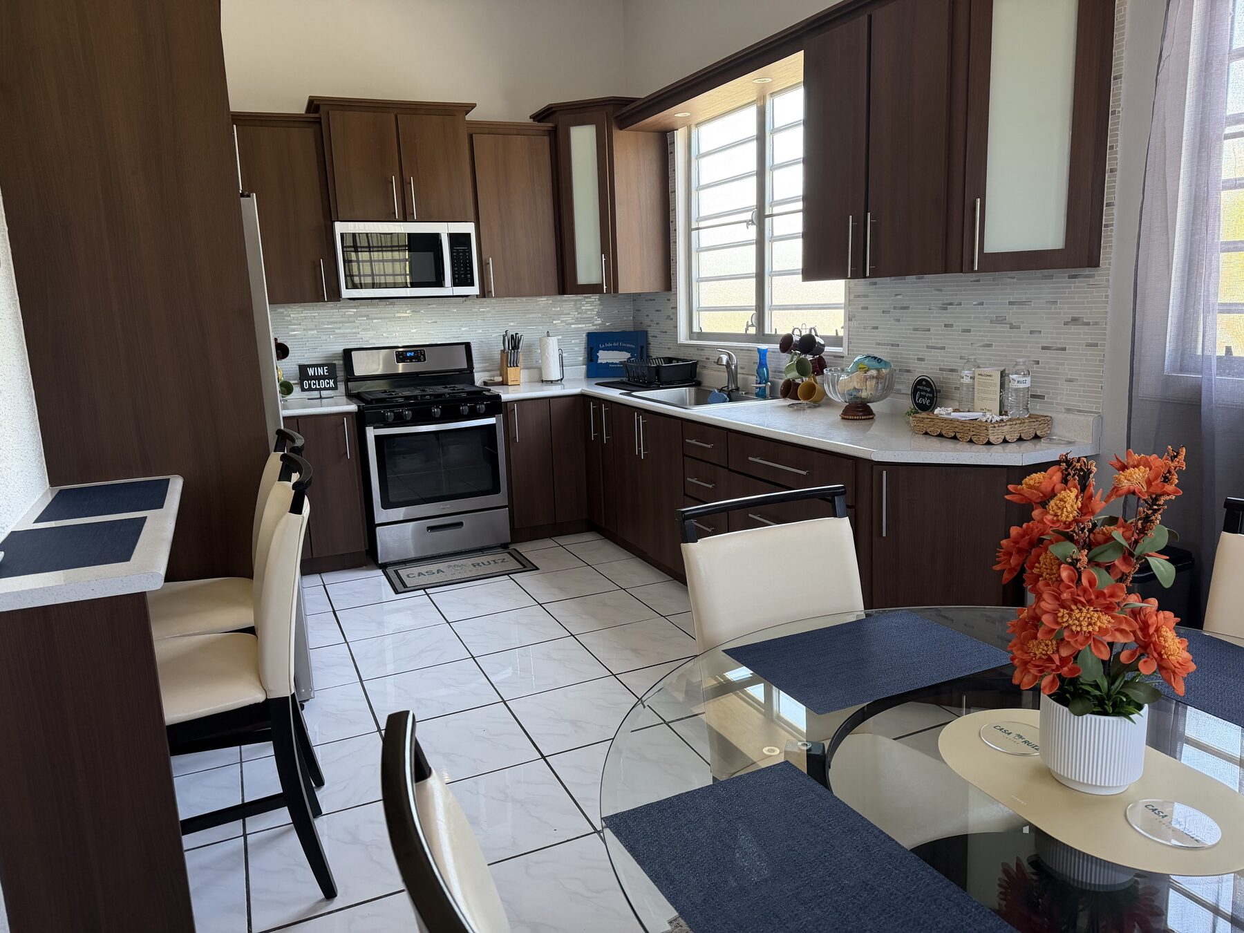 Fully equipped kitchen with stainless appliances